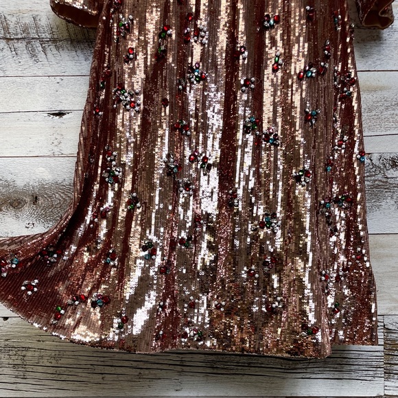 Gucci Pink Sequin Gem Bow Tie Dress Size 40 430500 - Picture 12 of 16